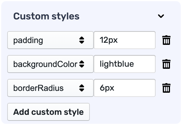 Setting custom styles